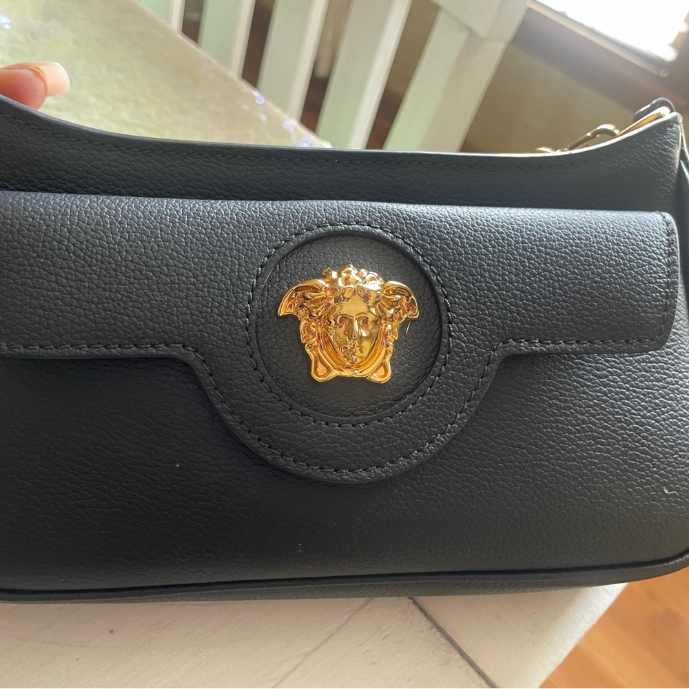 Versace La Medusa Black Leather Mini Bag